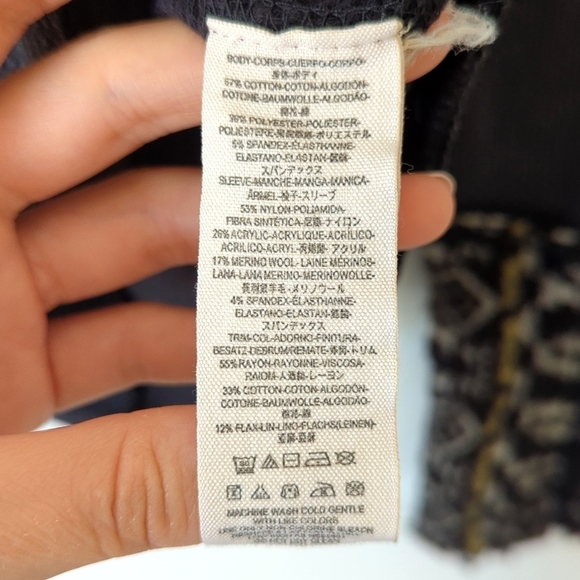 We The Free Art School Textured Thermal Knit Cuff Long Sleeve V-neck Top Gray S - Picture 5 of 10